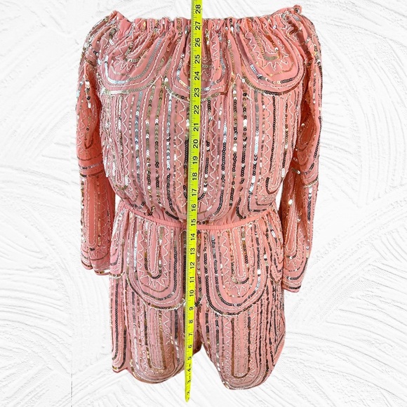 🎀 Main Strip Pink Sequin Romper, Barbie, NFR Fashion, Women’s Size Large, NWT - Picture 9 of 15